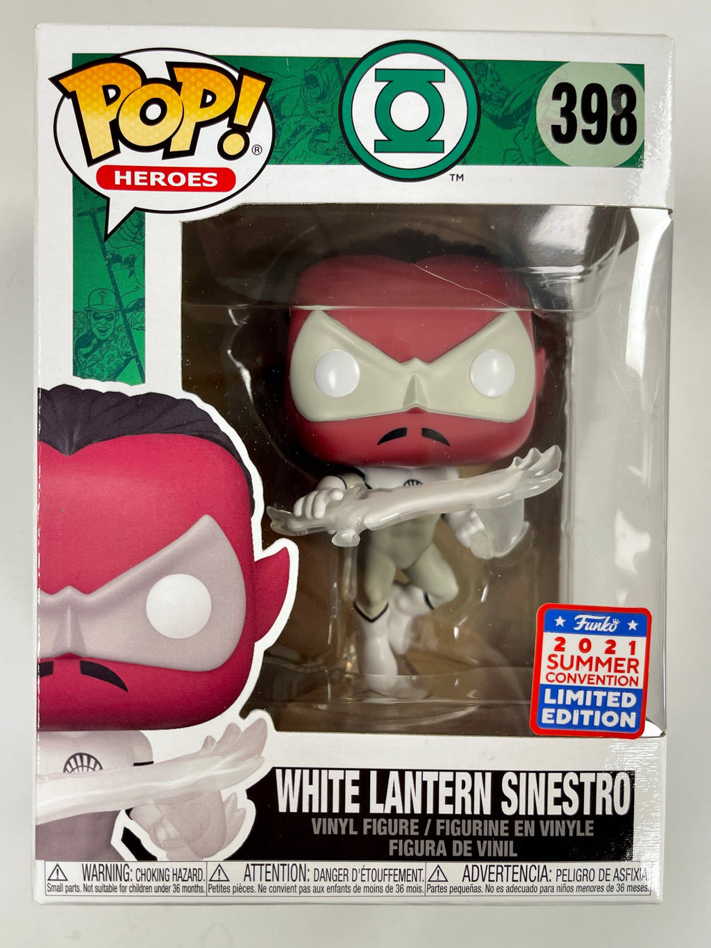 Funko Pop! DC Heroes White Lantern Sinestro #398 SDCC 2021 Summer Con Exclusive
