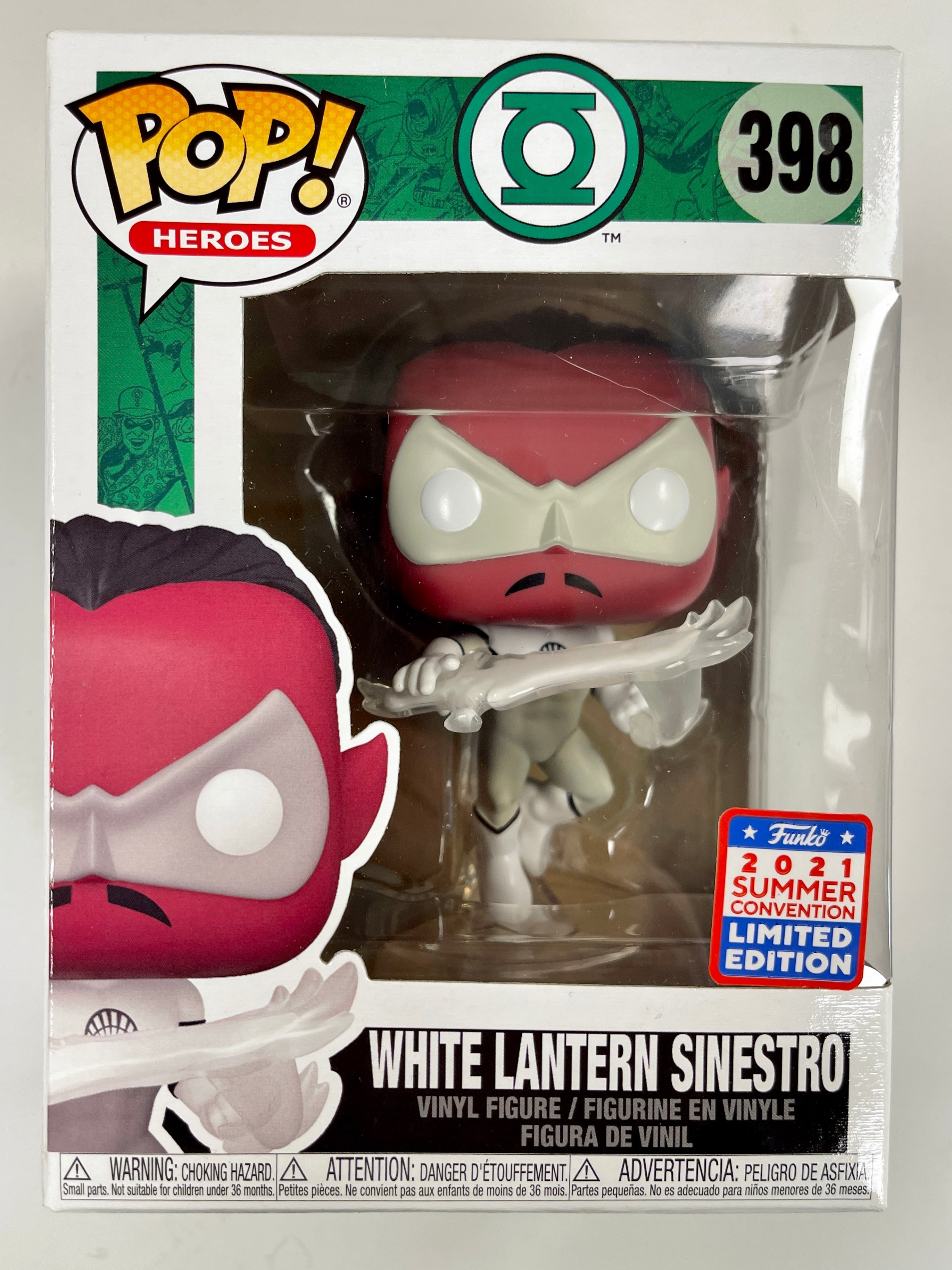 Funko Pop! DC Heroes White Lantern Sinestro #398 SDCC 2021 Summer Con Exclusive