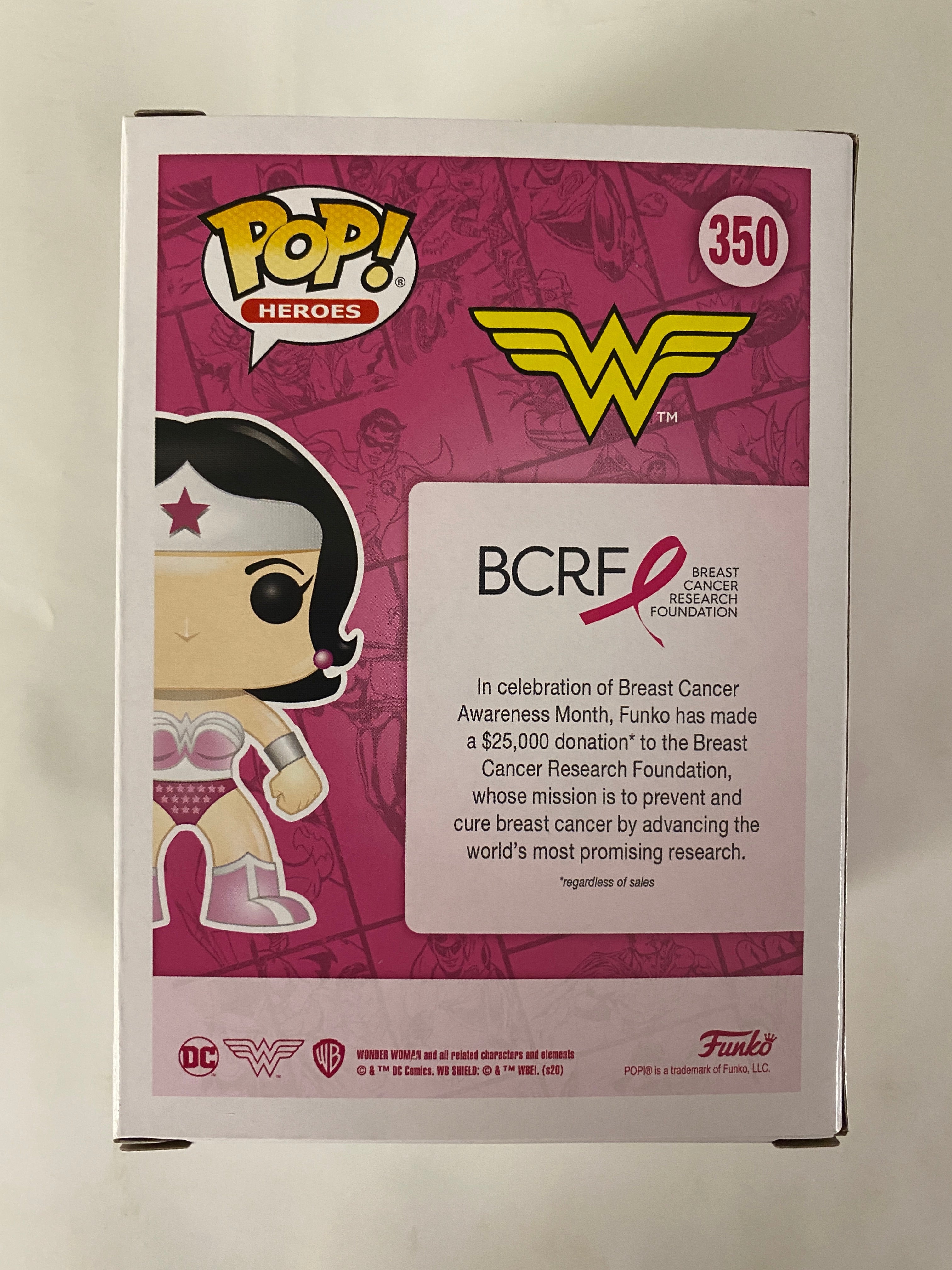 Funko Pop! DC Heroes Pink Wonder Woman #350 BCRF Breast Cancer Awareness