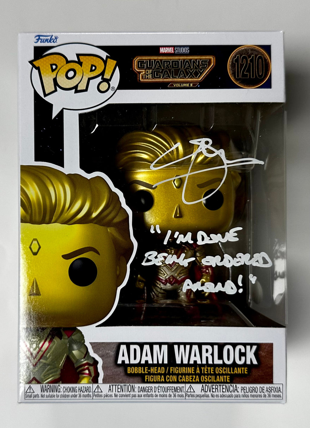 Will Poulter Signed Adam Warlock Funko Pop! #1210 Guardians Of The Galaxy With JSA COA