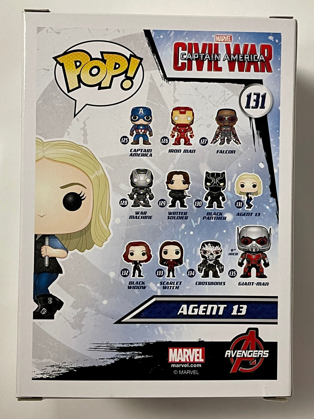 Funko Pop! Marvel Agent 13 (Sharon Carter) #131 Captain America Civil War 2015 Vaulted