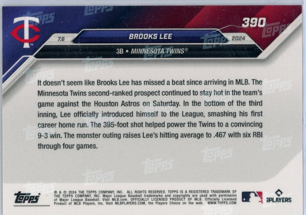 2024-topps-now-brooks-lee-390-blue-49-minnesota-twins-rookie-rc-baseball-card
