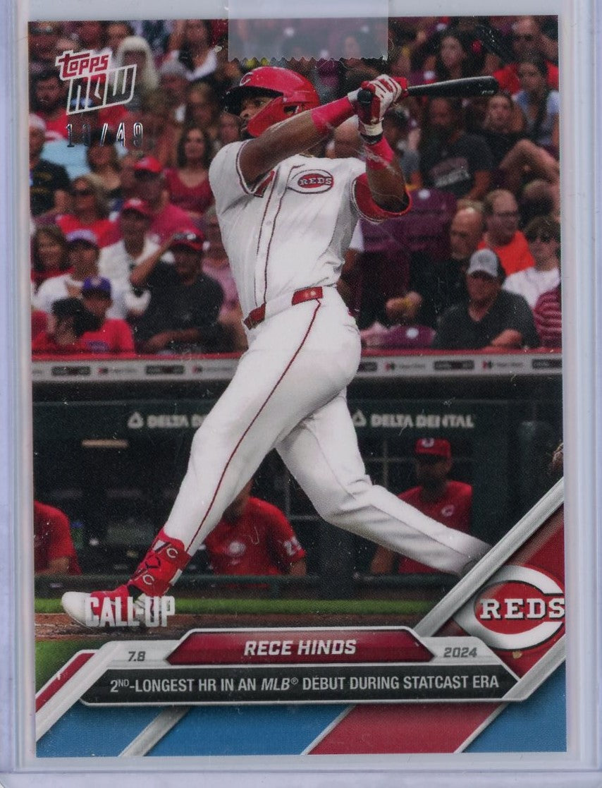2024-topps-now-rece-hinds-401-blue-49-rookie-rc-baseball-card
