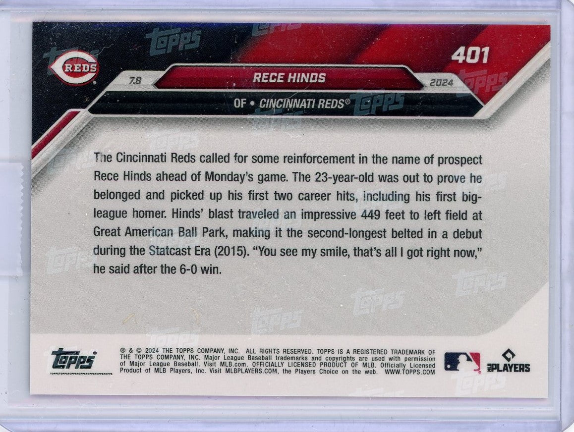 2024-topps-now-rece-hinds-401-blue-49-rookie-rc-baseball-card