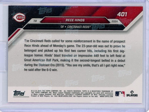 2024-topps-now-rece-hinds-401-blue-49-rookie-rc-baseball-card