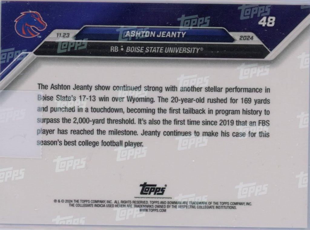 2024-topps-bowman-u-now-ashton-jeanty-48-purple-25-boise-state-broncos-rookie-rc-football-card
