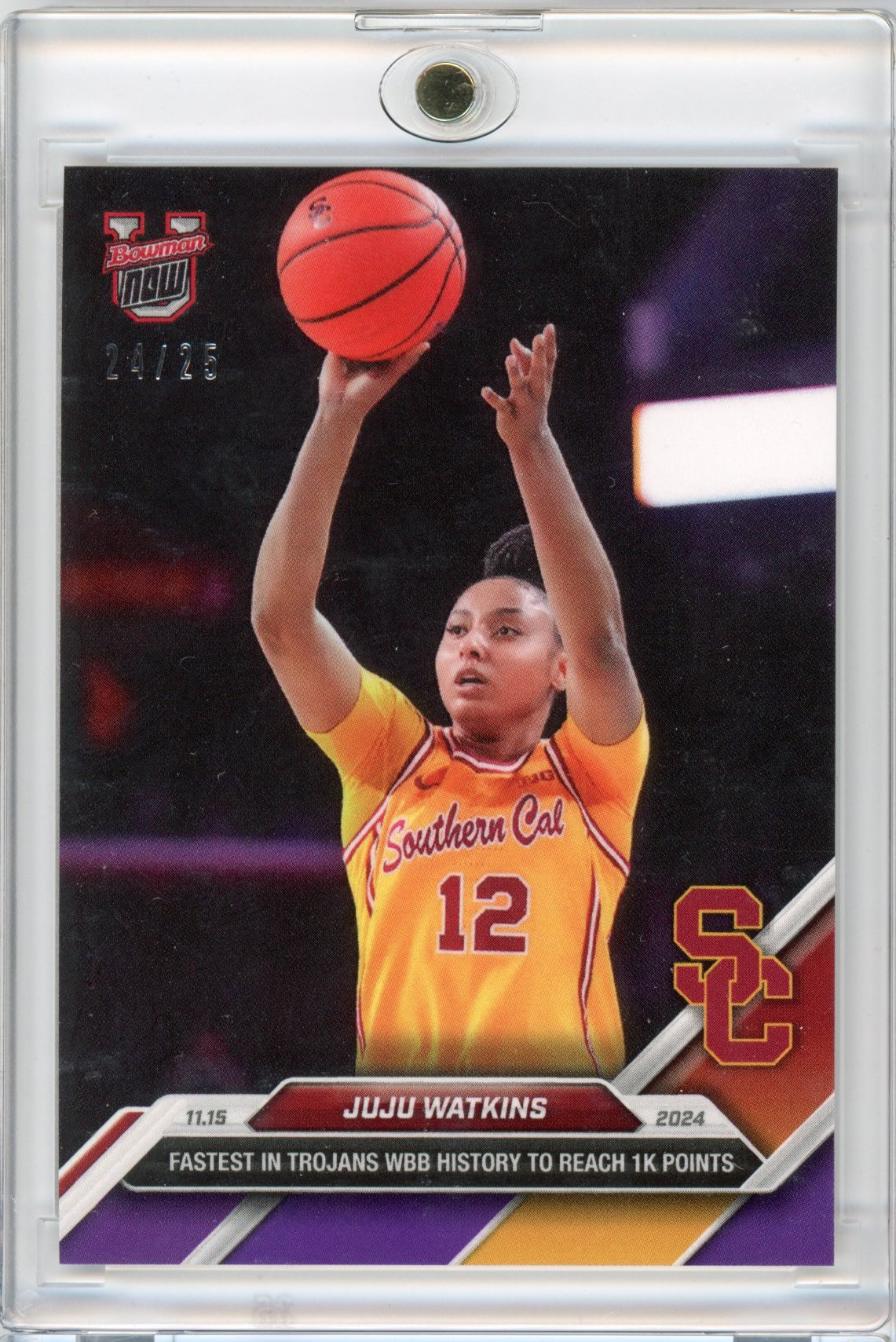 2024-topps-bowman-u-now-juju-watkins-11-purple-25-usc-trojans-rookie-rc-basketball-card