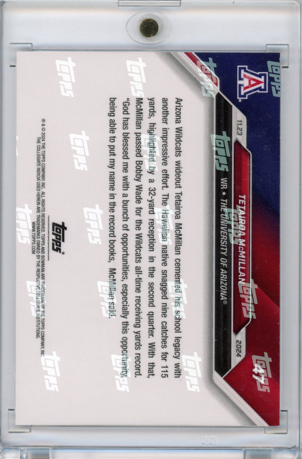 2024-topps-bowman-u-now-tetairoa-mcmillan-47-blue-49-arizona-wildcats-football-card
