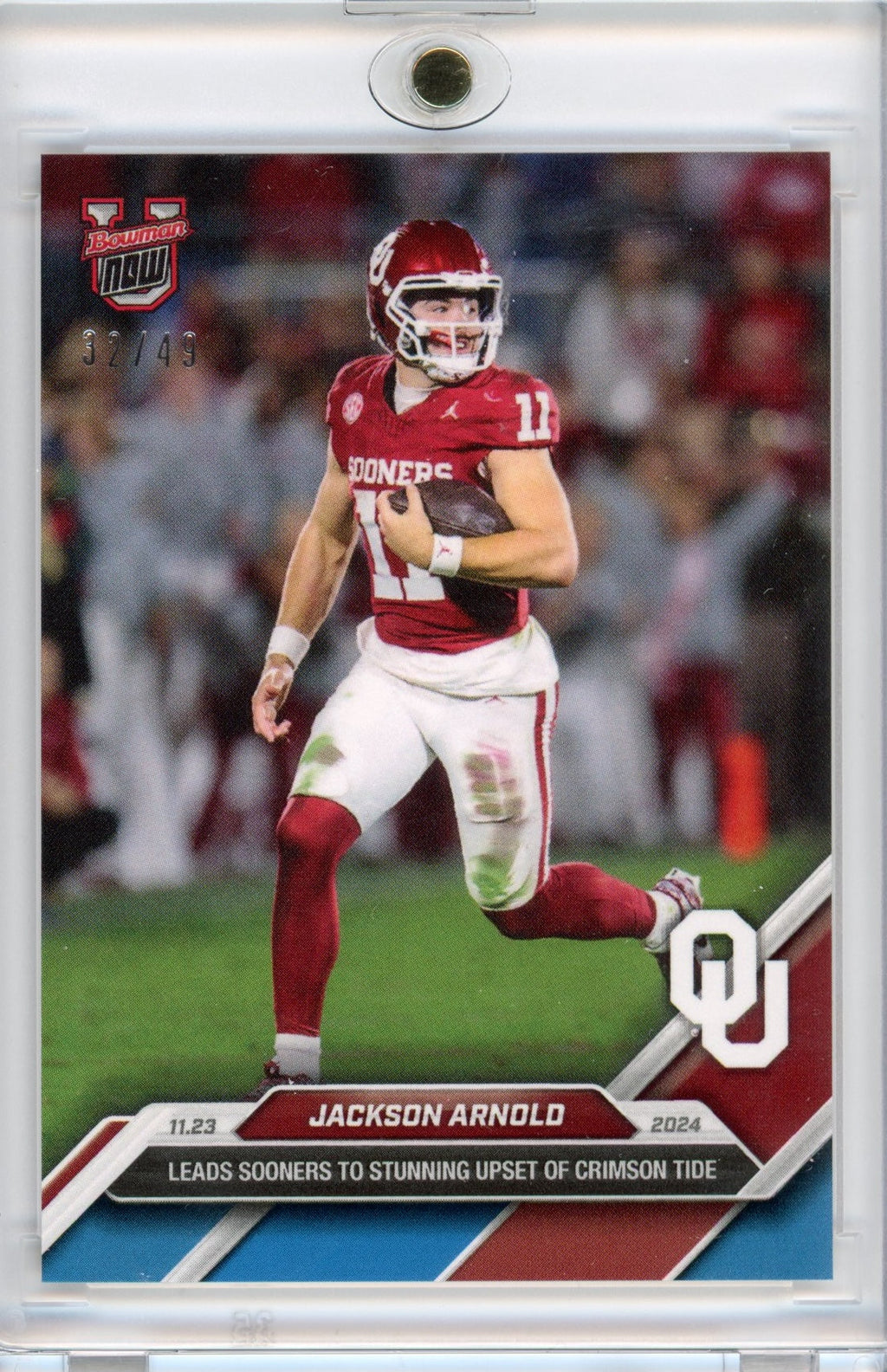 2024-topps-bowman-u-now-jackson-arnold-46-blue-49-oklahoma-sooners-rookie-rc-football-card