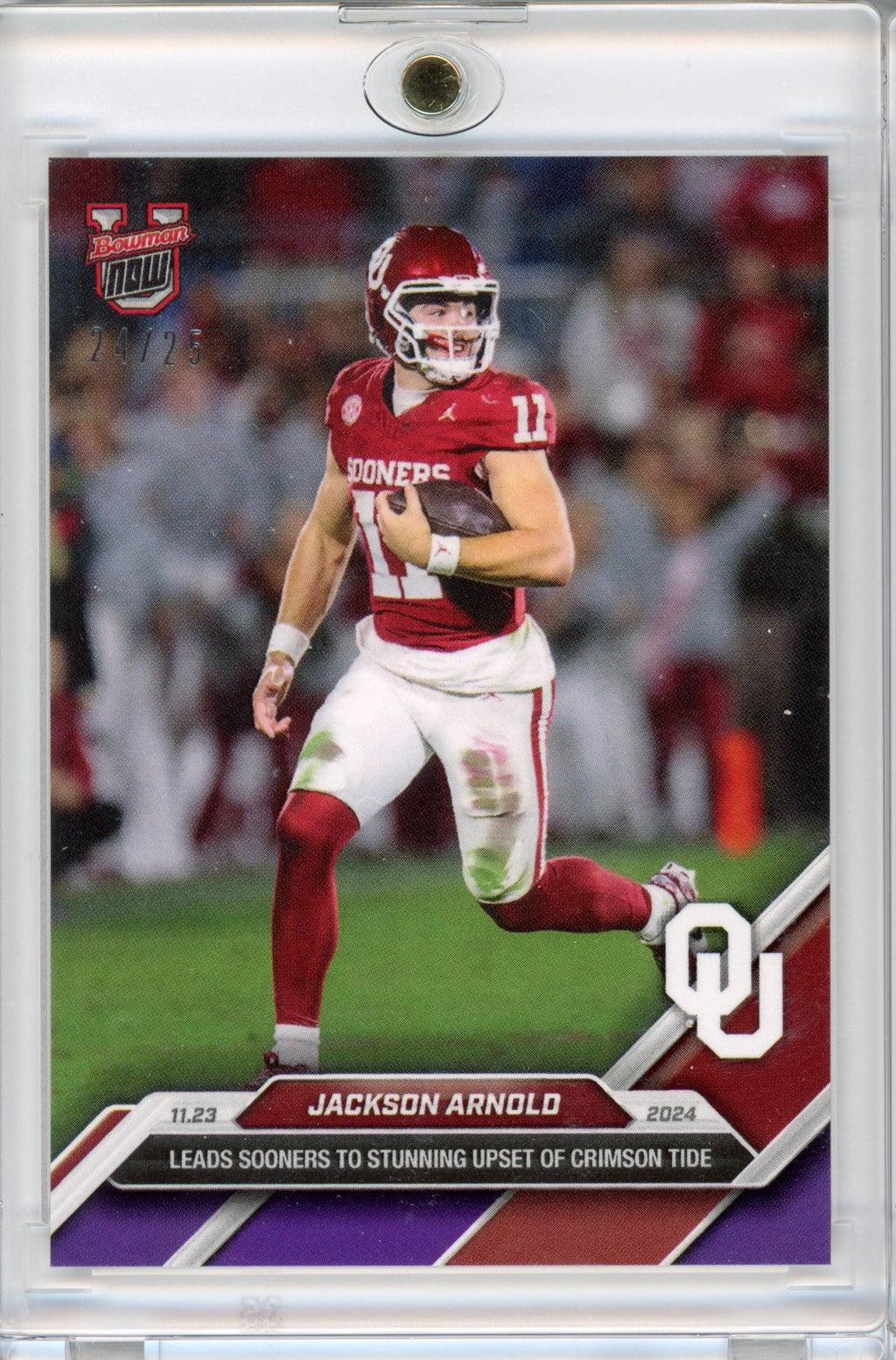 2024-topps-bowman-u-now-jackson-arnold-46-purple-25-oklahoma-sooners-rookie-rc-football-card