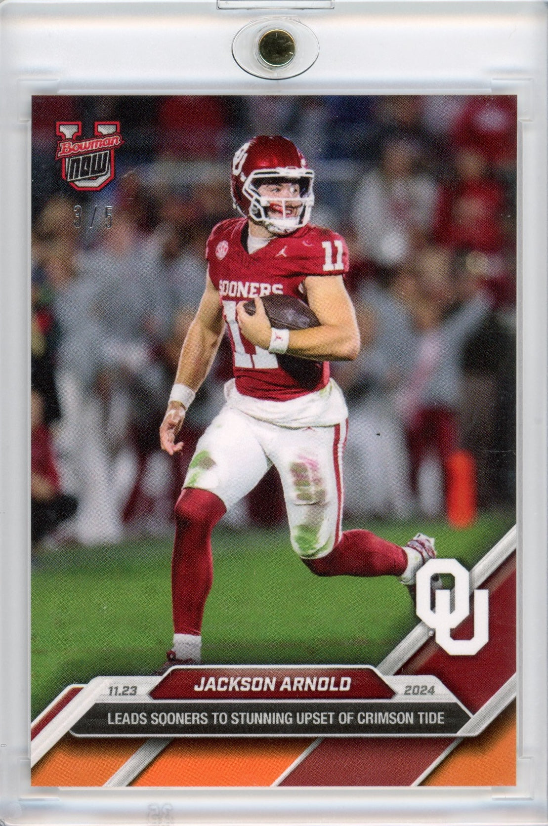 2024-topps-bowman-u-now-jackson-arnold-46-orange-5-oklahoma-sooners-rookie-rc-football-card