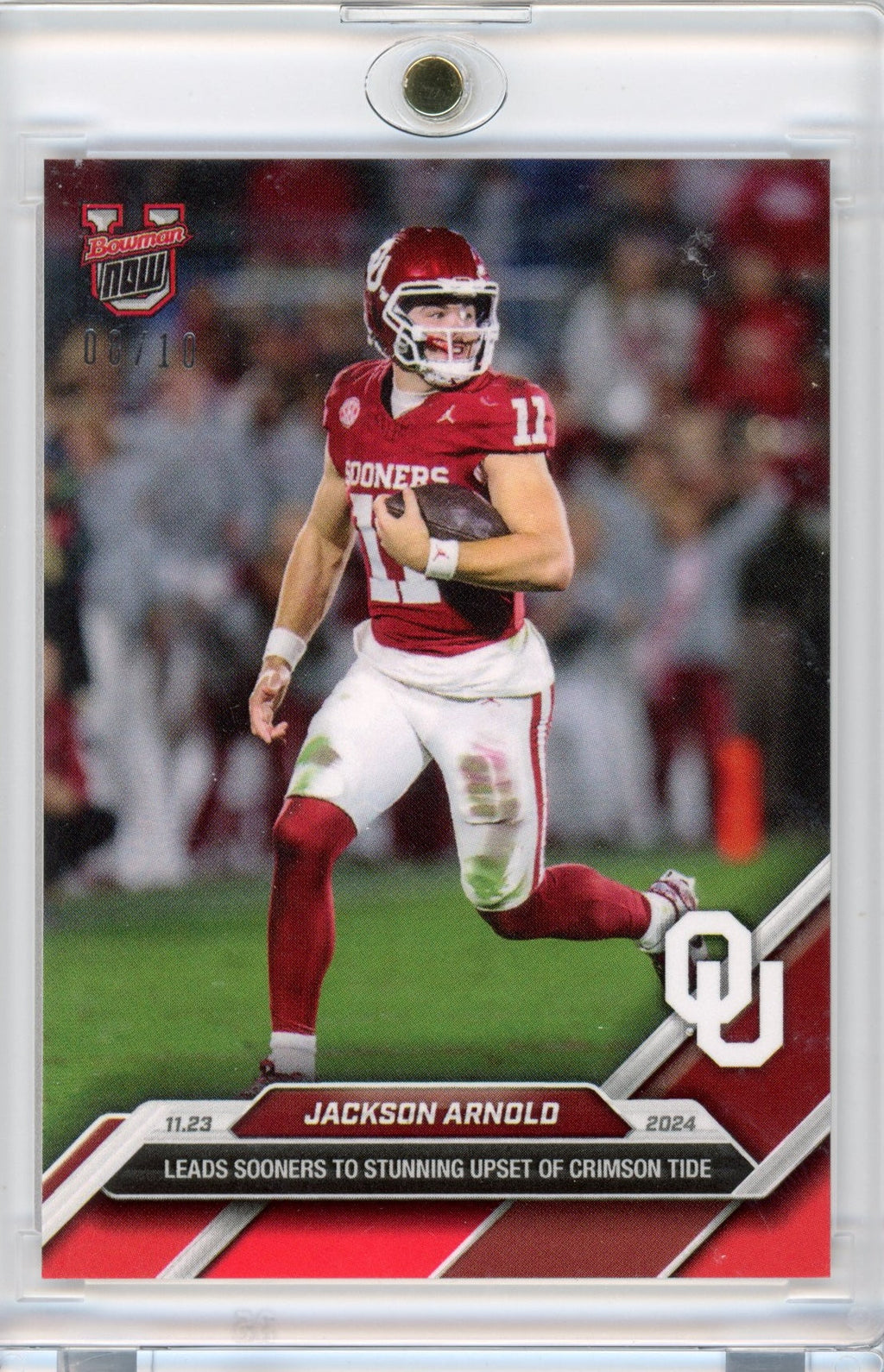 2024-topps-bowman-u-now-jackson-arnold-46-red-10-oklahoma-sooners-rookie-rc-football-card