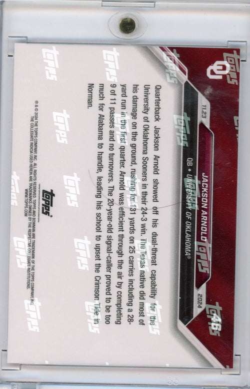 2024-topps-bowman-u-now-jackson-arnold-46-purple-25-oklahoma-sooners-rookie-rc-football-card