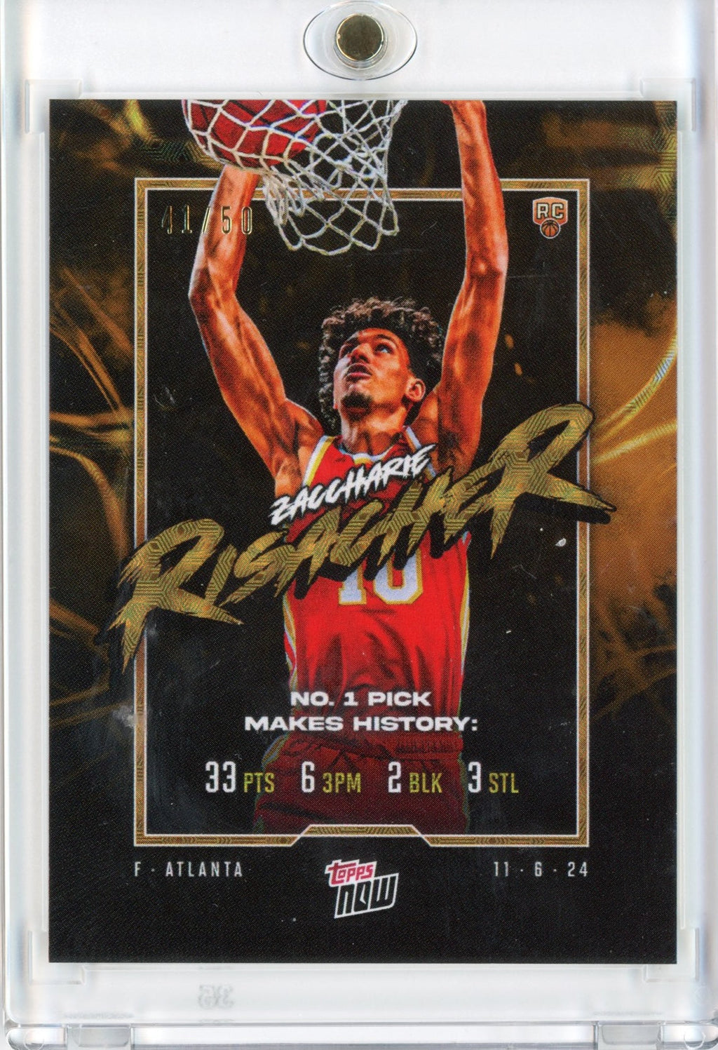 2024-topps-now-zaccharie-risacher-5-gold-50-rookie-rc-basketball-card