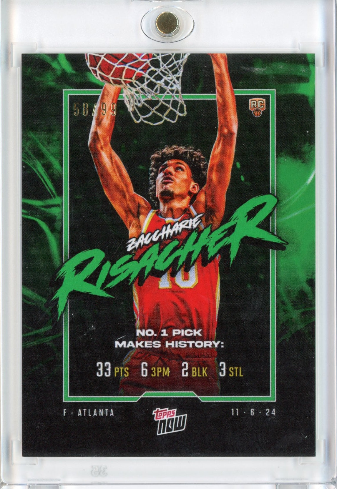 2024-topps-now-zaccharie-risacher-5-green-99-rookie-rc-basketball-card