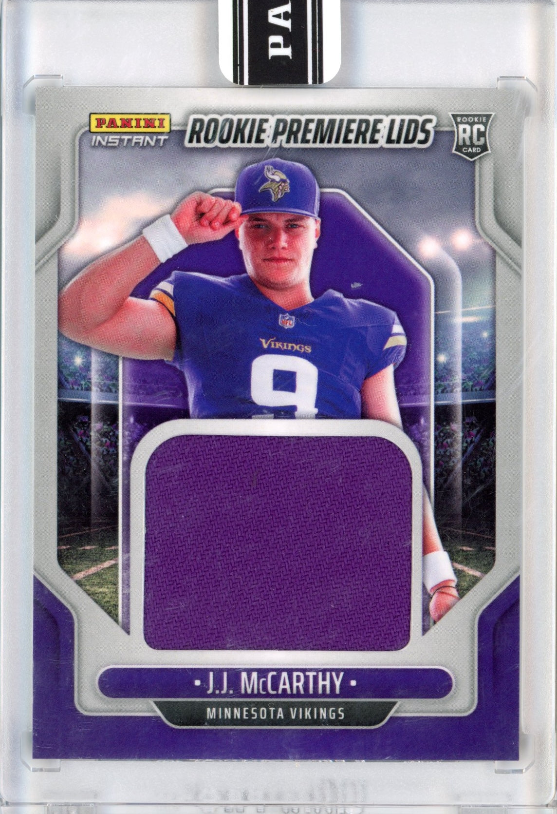 2024-panini-instant-jj-mccarthy-rpl-18-rookie-premiere-lids-10-rookie-rc-football-card