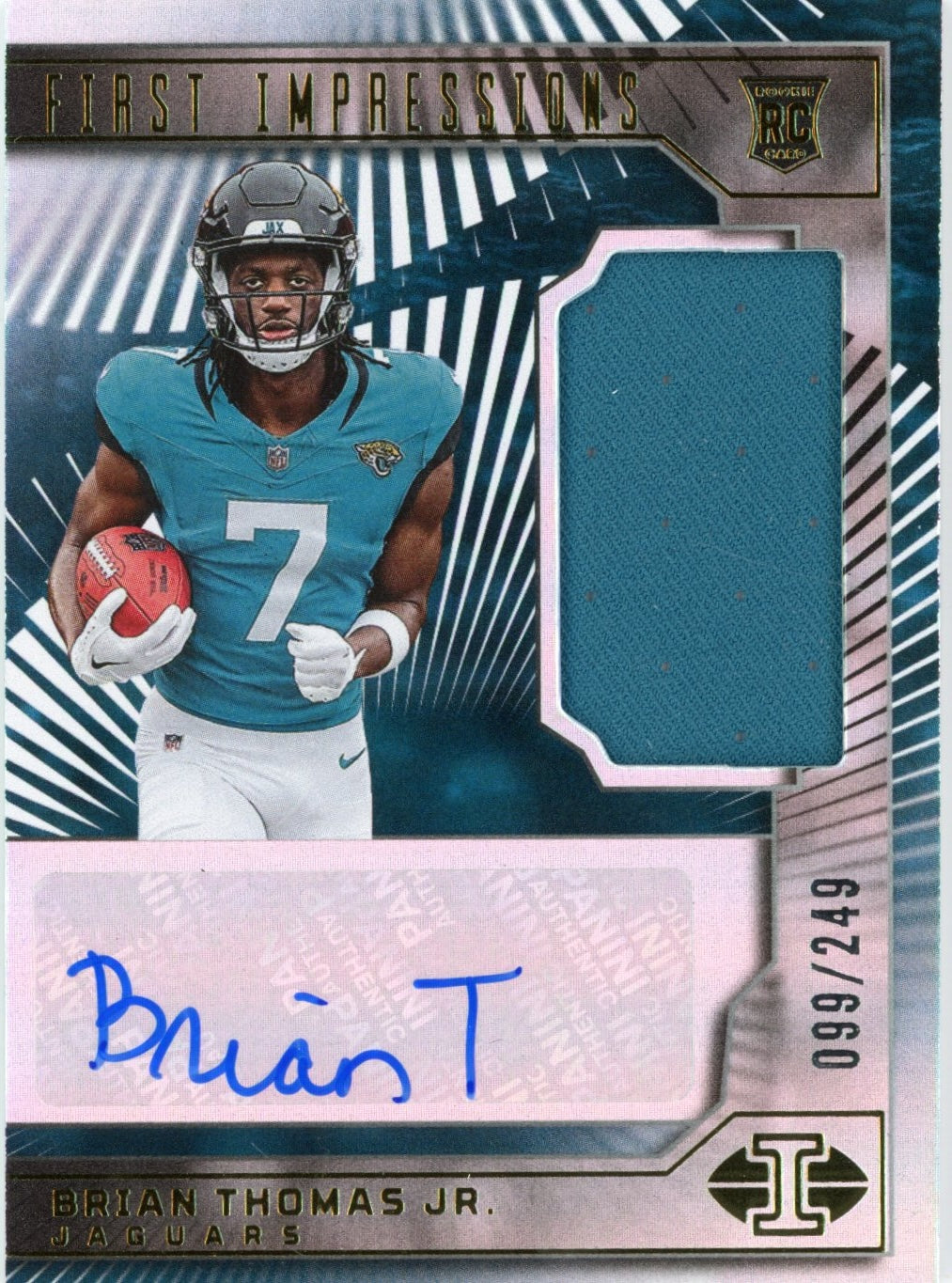 2024-panini-illusions-brian-thomas-jr-108-first-impressions-auto-249-rookie-rc-football-card