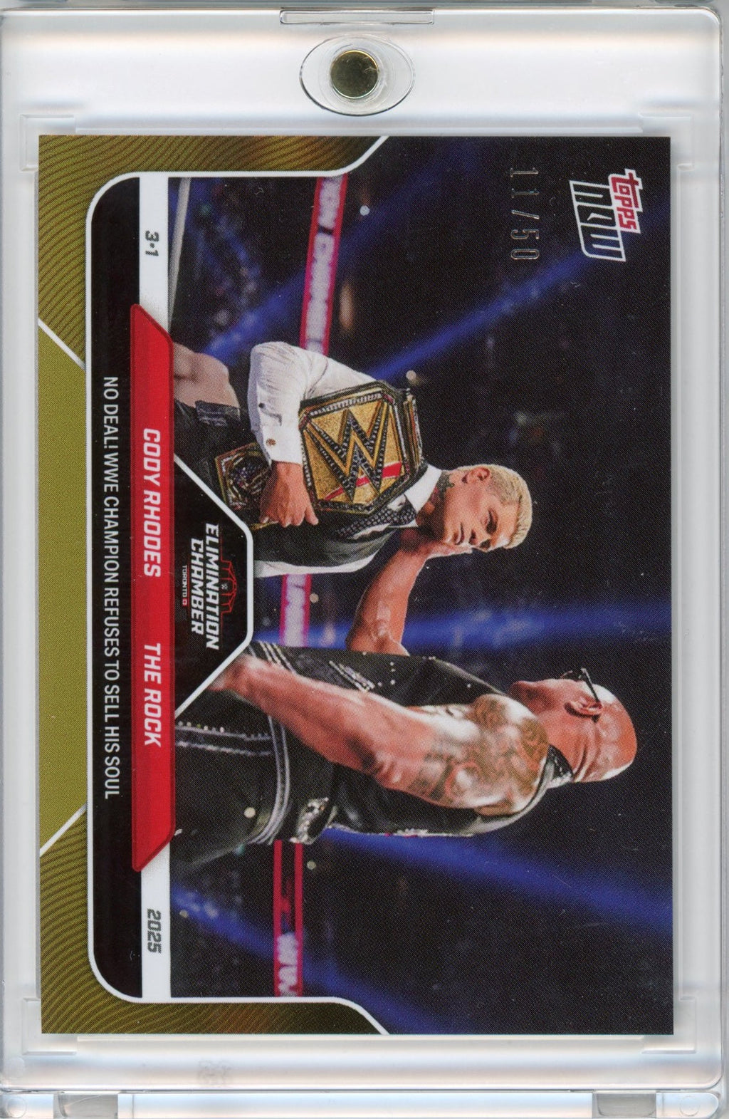 2025-topps-now-wwe-cody-rhodes-the-rock-26-gold-50-no-deal-wrestling-card