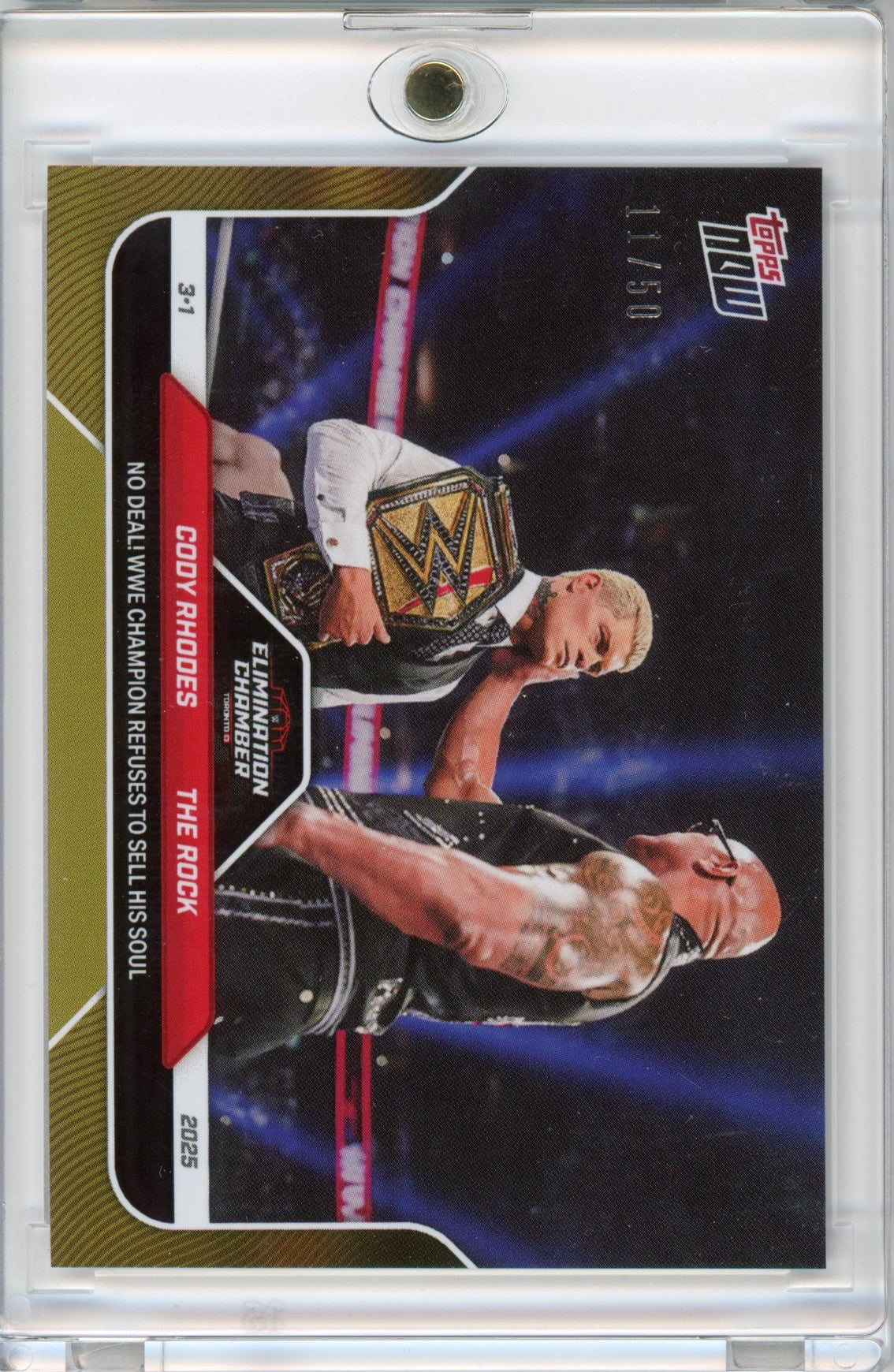 2025-topps-now-wwe-cody-rhodes-the-rock-26-gold-50-no-deal-wrestling-card