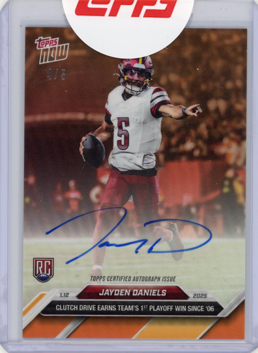 2024-topps-now-jayden-daniels-22b-1st-playoff-win-orange-auto-5-washington-commanders-rookie-rc-football-card