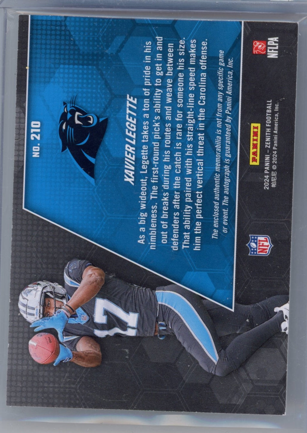 2024-panini-zenith-xavier-legette-210-relic-auto-399-rookie-rc-football-card