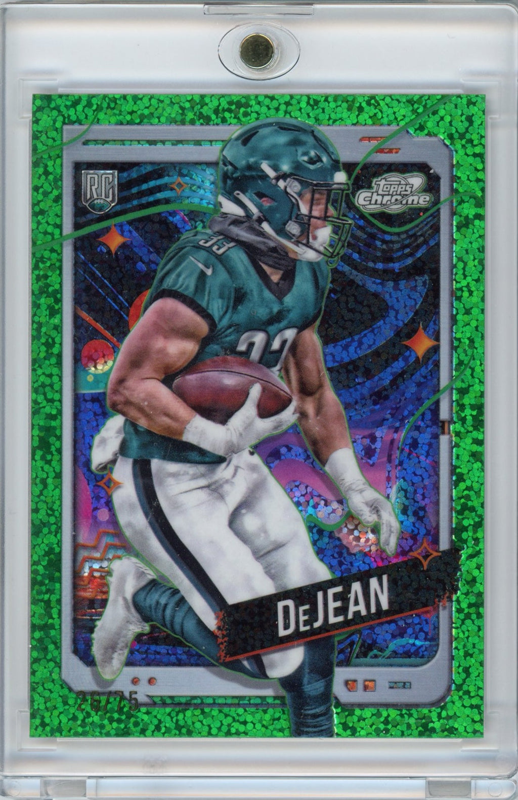 2024-topps-cosmic-chrome-cooper-dejean-177-spacedust-refractor-75-rookie-rc-philadelphia-eagles-football-card