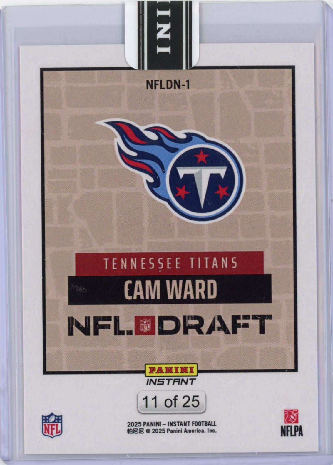 2025-panini-instant-nfl-cam-ward-dn1-draft-night-beige-25-tennessee-titans-rookie-rc-football-card