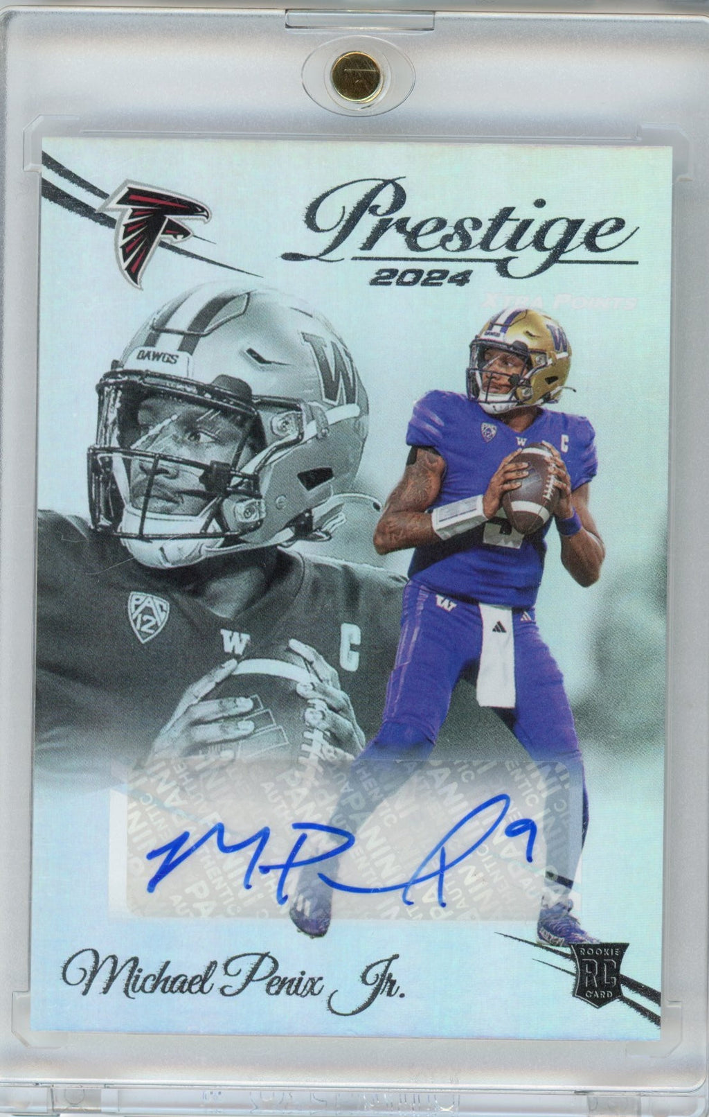 2024-panini-prestige-michael-penix-jr-335-xtra-points-auto-atlanta-falcons-rookie-rc-football-card