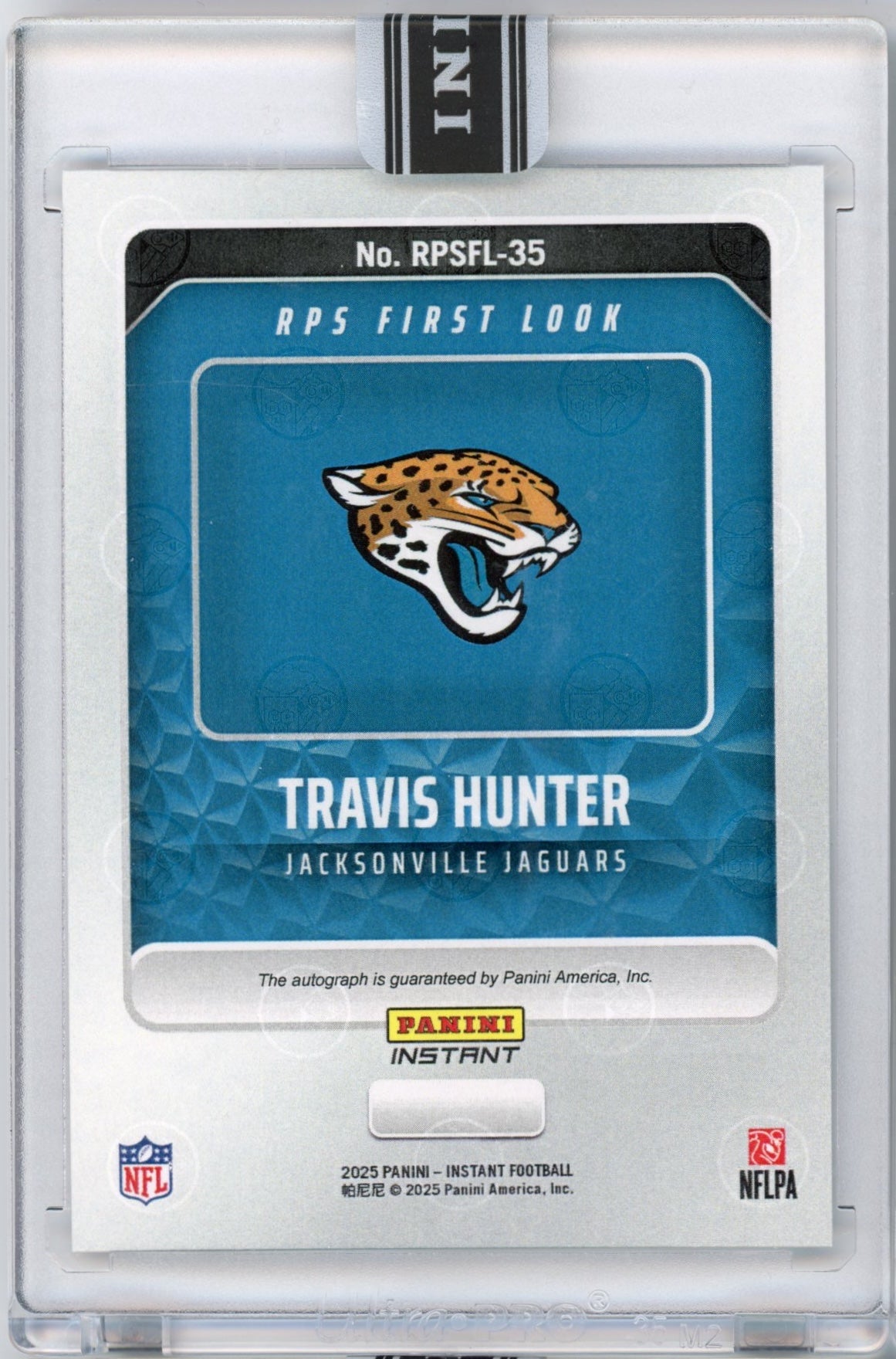 2025-panini-instant-nfl-travis-hunter-35-rps-first-look-auto-jacksonville-jaguars-rookie-rc-football-card