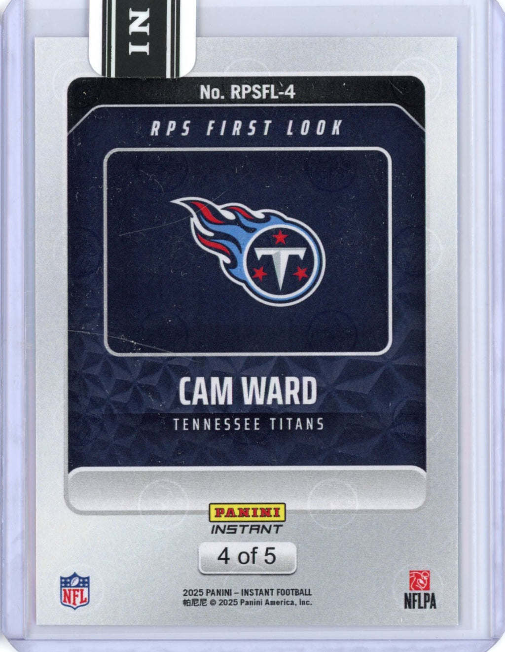 2025-panini-instant-nfl-cam-ward-4-rps-first-look-lightning-5-tennessee-titans-rookie-rc-football-card