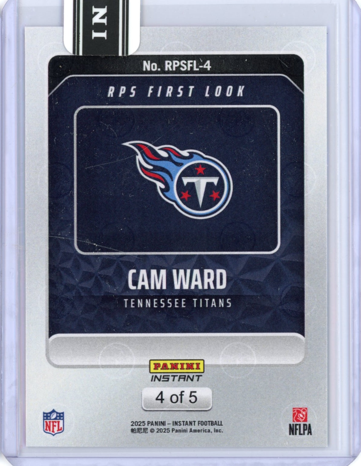 2025-panini-instant-nfl-cam-ward-4-rps-first-look-lightning-5-tennessee-titans-rookie-rc-football-card