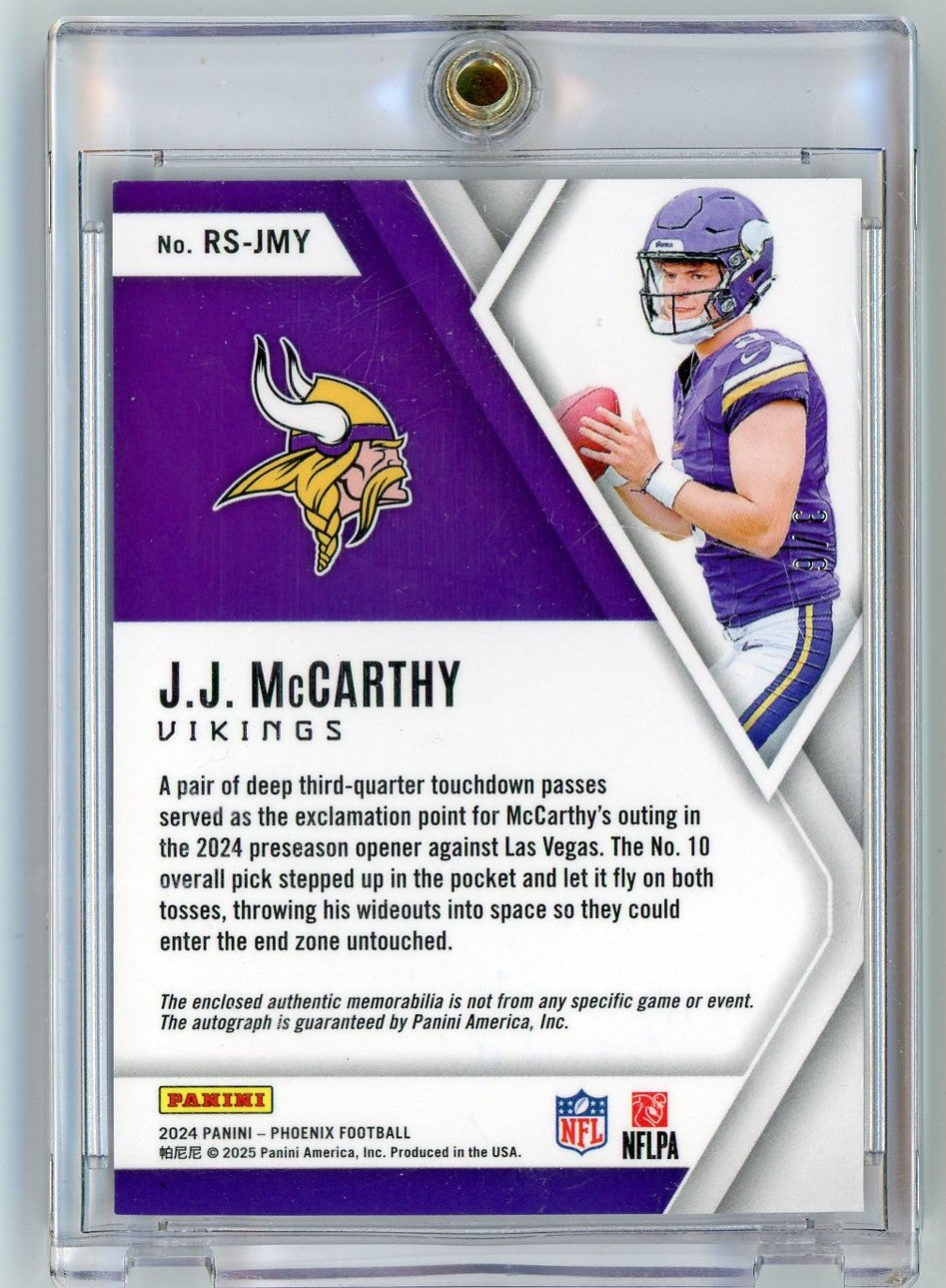 2024-panini-phoenix-rookie-silhouettes-jj-mccarthy-rs-jmy-rookie-patch-auto-rpa-6-rookie-rc-football-card