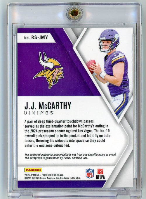 2024-panini-phoenix-rookie-silhouettes-jj-mccarthy-rs-jmy-rookie-patch-auto-rpa-6-rookie-rc-football-card