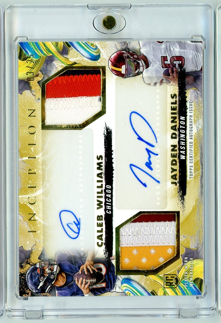 2024-topps-inception-jayden-daniels-caleb-williams-drra-wd-dual-rookie-patch-autograph-rpa-25-rookie-rc-football-card
