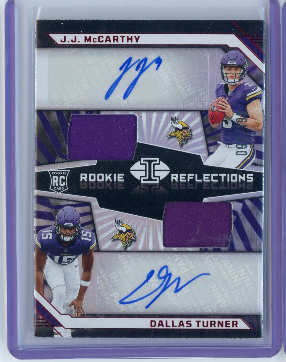 2024-panini-illusions-rookie-reflections-jj-mccarthy-dallas-turner-rra-mv-rookie-patch-auto-rpa-199-rookie-rc-football-card