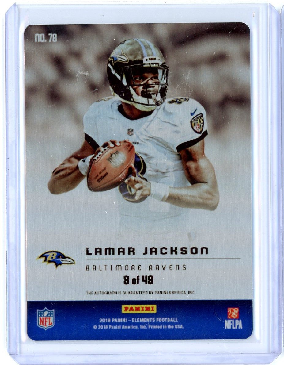 2018-panini-elements-lamar-jackson-78-rookie-auto-49-rookie-rc-football-card