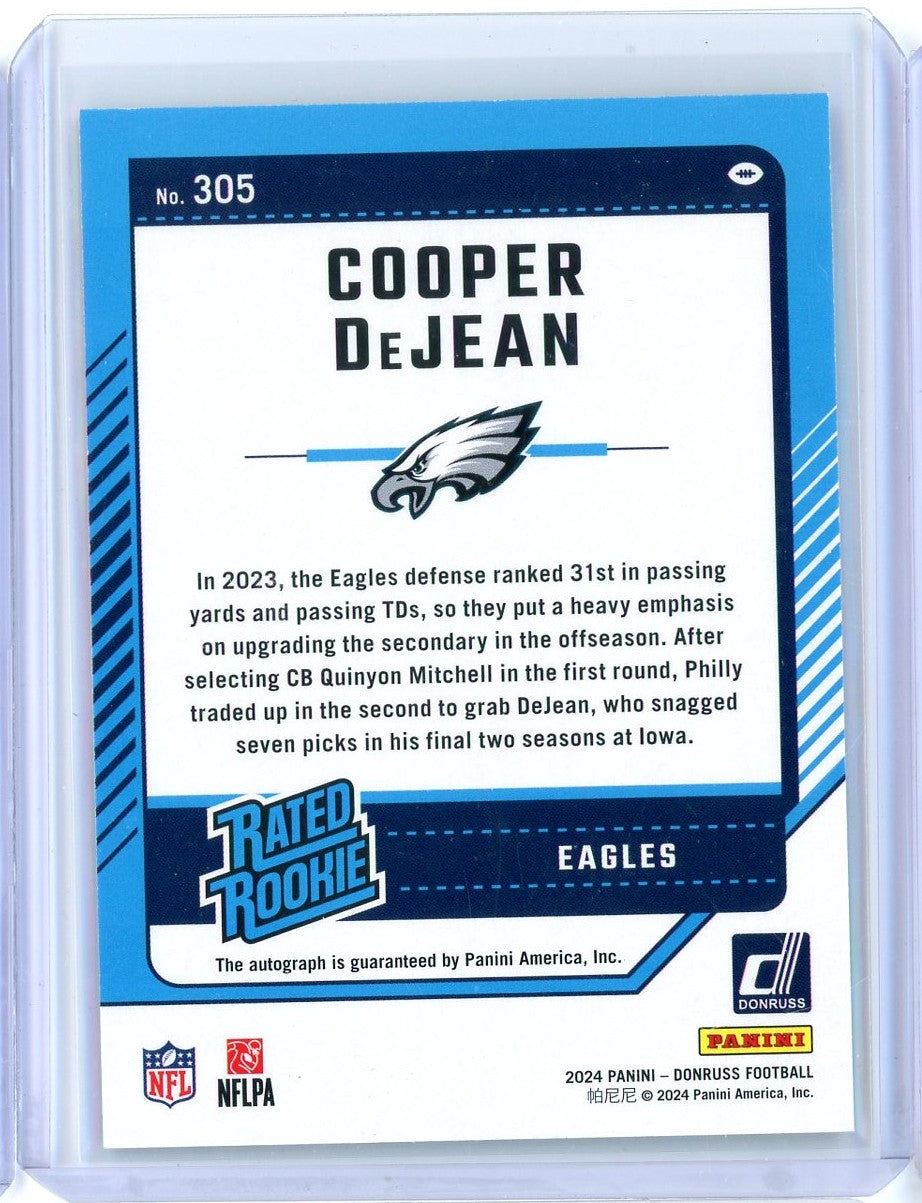 2024-panini-donruss-press-proof-green-cooper-dejean-305-auto-rookie-rc-football-card