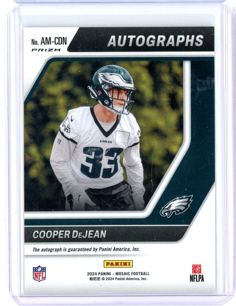 2024-panini-mosaic-silver-prizm-cooper-dejean-am-cdn-auto-rookie-rc-football-card