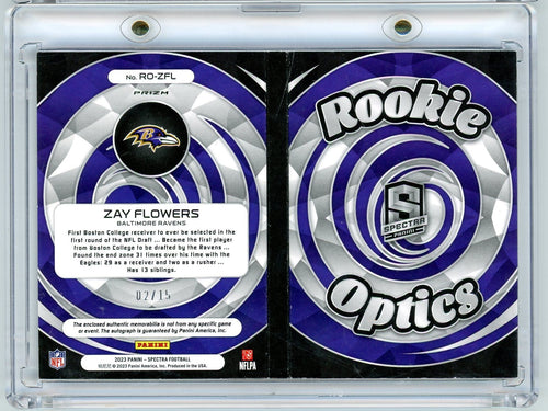 2023-panini-spectra-rookie-optics-zay-flowers-rozfl-15-booklet-auto-rookie-rc-football-card
