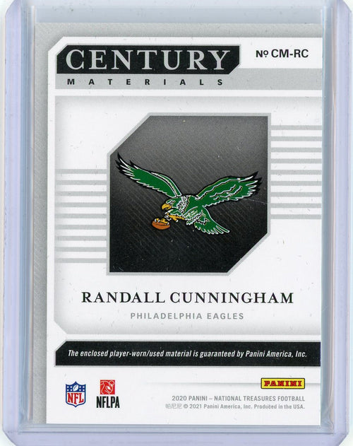 2020-panini-national-treasures-century-materials-randall-cunningham-cm-rc-relic-10-football-card
