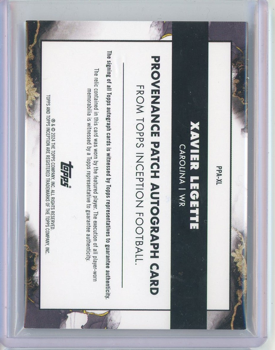 2024-topps-inception-xavier-legette-ppa-xl-rookie-patch-auto-rpa-50-rookie-rc-football-card