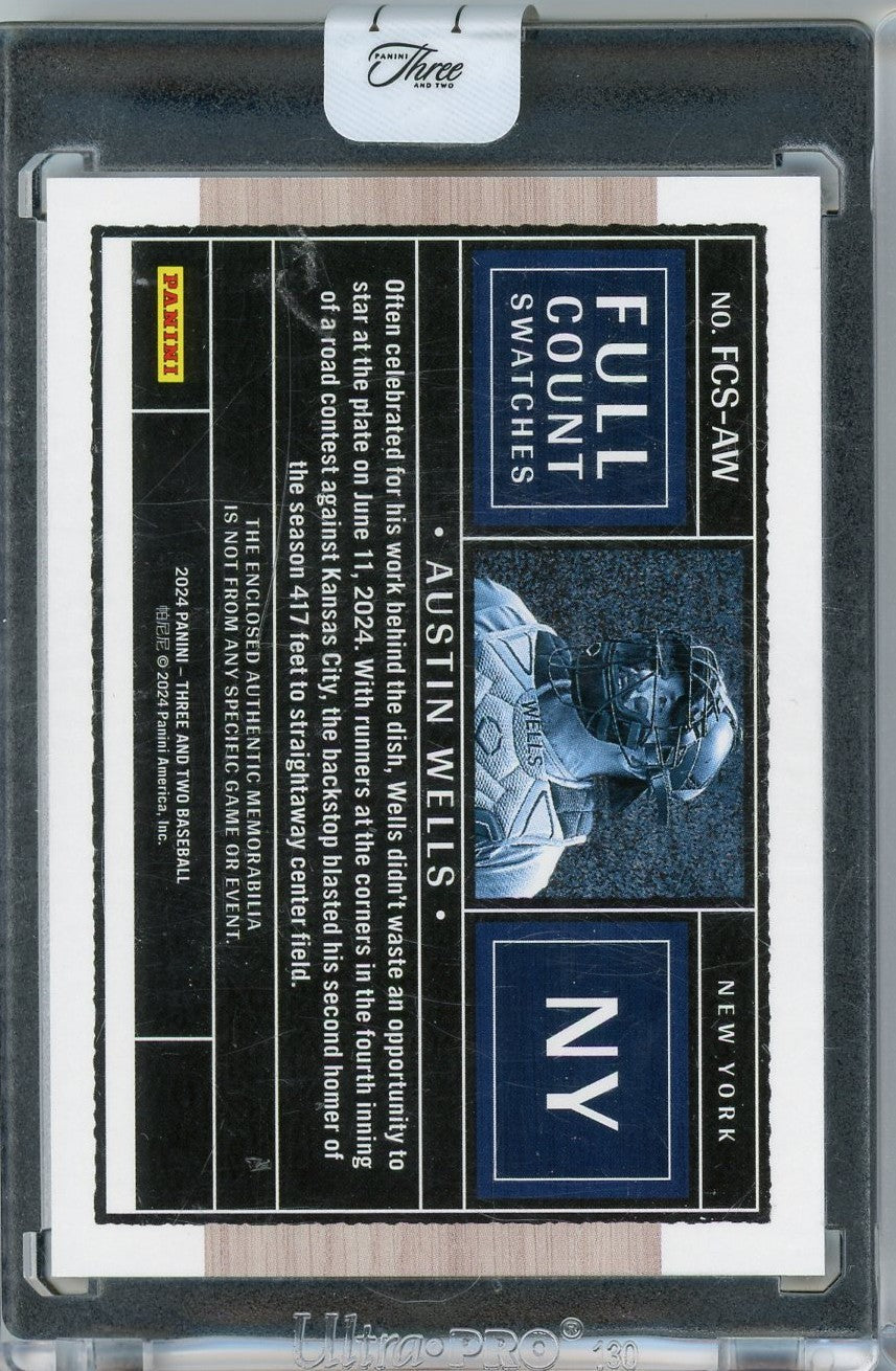 2024-panini-three-and-two-austin-wells-fcs-aw-full-count-swatches-relic-10-rookie-rc-baseball-card