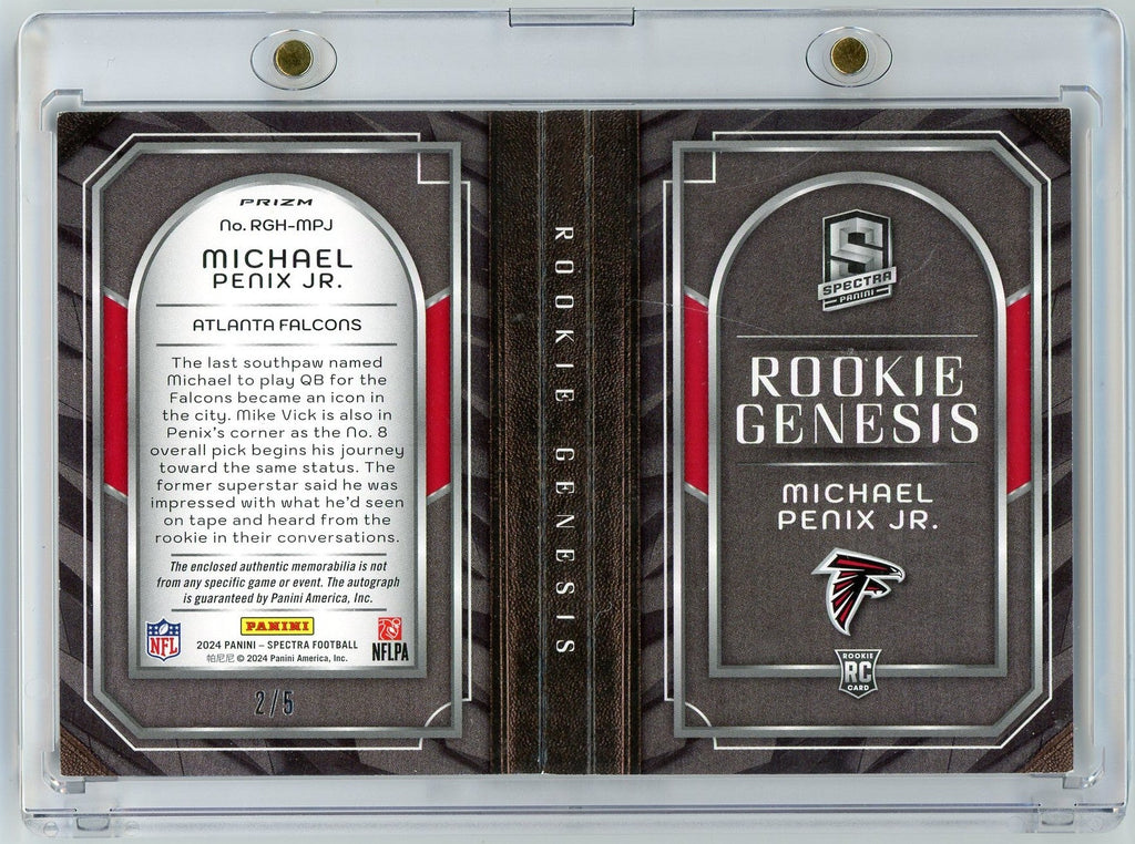 2024-panini-spectra-rookie-genesis-michael-penix-jr-rgh-mpj-rpa-booklet-auto-5-rookie-rc-football-card