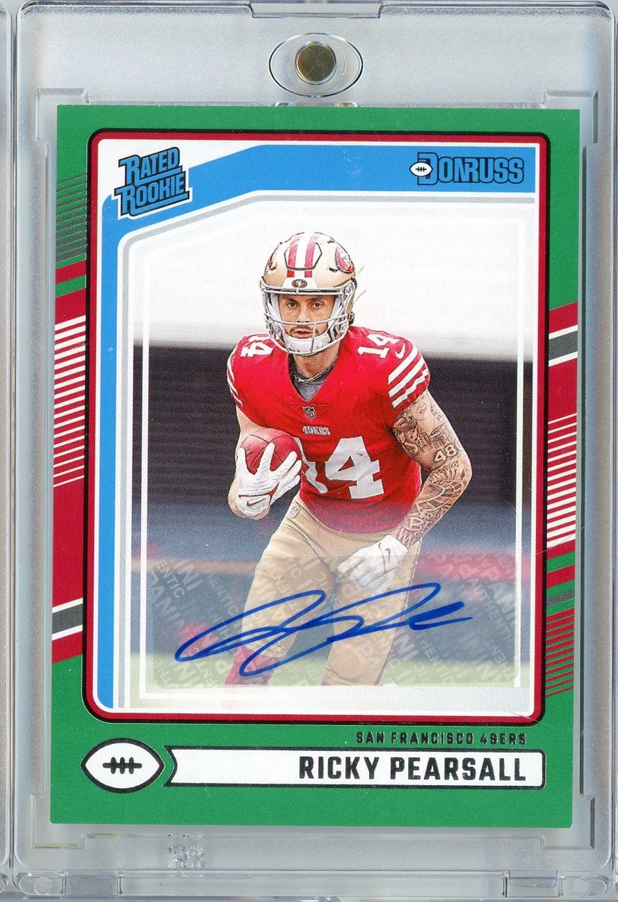 2024-panini-donruss-ricky-pearsall-318-green-parallel-auto-rookie-rc-football-card
