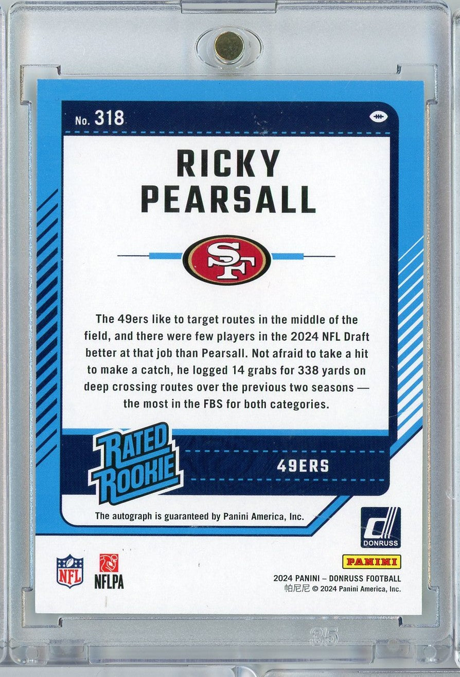 2024-panini-donruss-ricky-pearsall-318-green-parallel-auto-rookie-rc-football-card