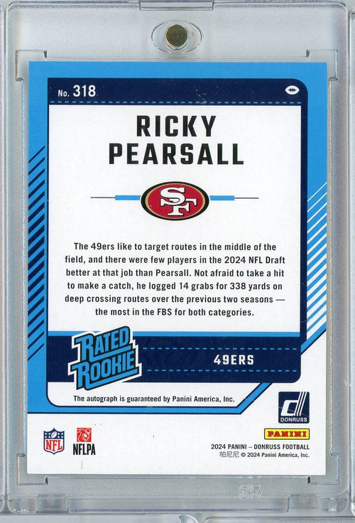 2024-panini-donruss-ricky-pearsall-318-green-parallel-auto-rookie-rc-football-card