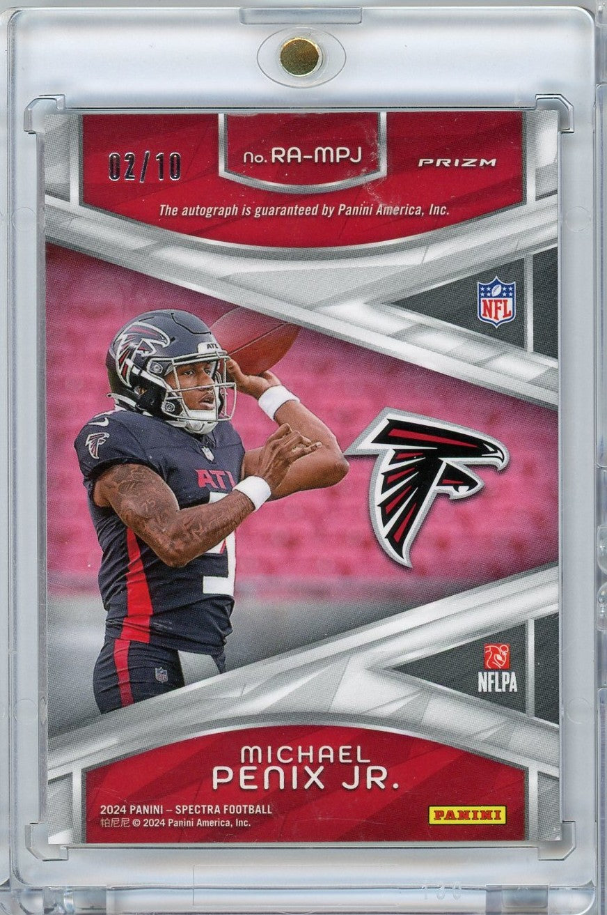 2024-panini-spectra-orange-auto-michael-penix-jr-rampj-10-rookie-rc-football-card