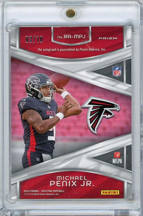 2024-panini-spectra-orange-auto-michael-penix-jr-rampj-10-rookie-rc-football-card