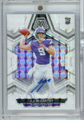 2024-panini-mosaic-white-jj-mccarthy-310-25-auto-rookie-rc-football-card