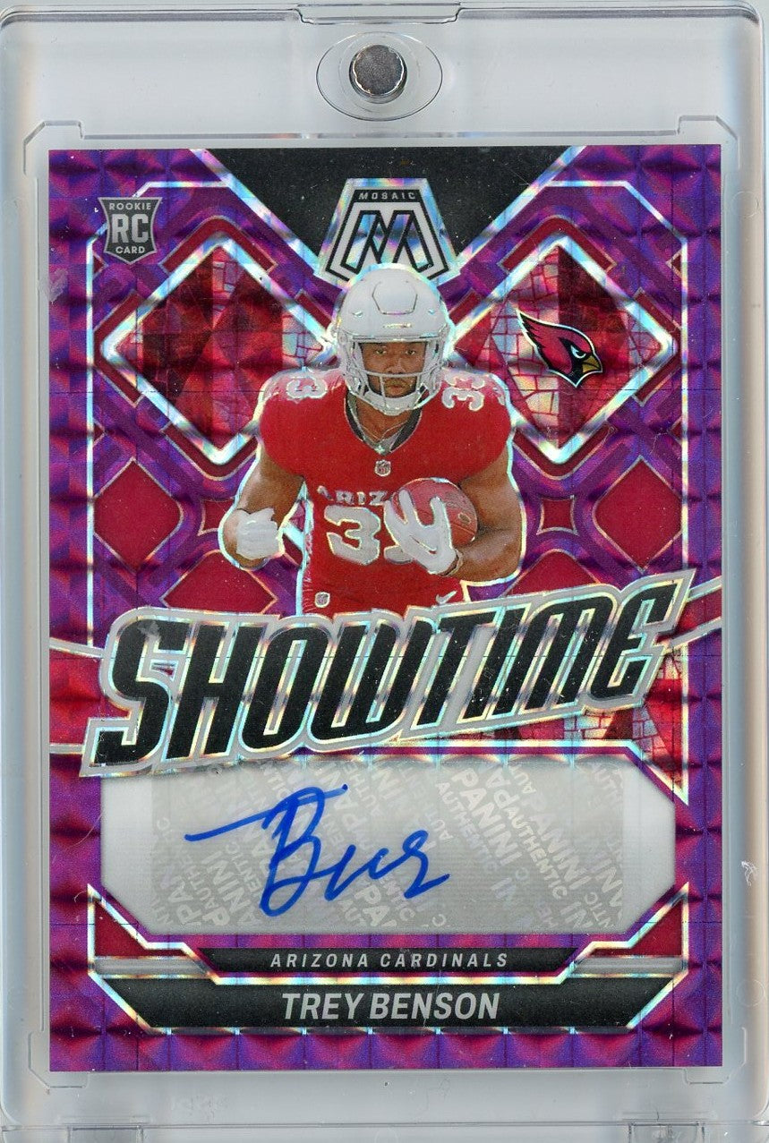 2024-panini-mosaic-showtime-trey-benson-ss-tbn-49-auto-rookie-rc-football-card